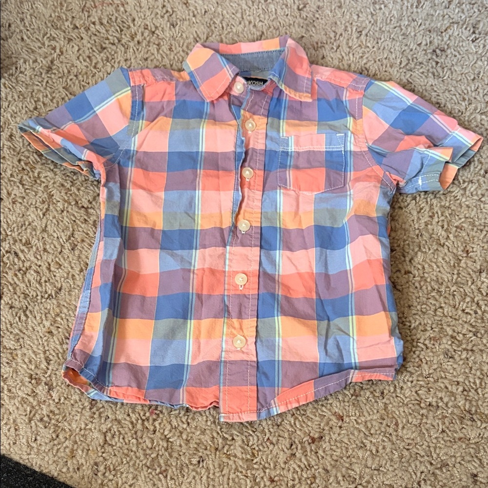 OshKosh B'gosh Vibrant Plaid Button Down Shirt Size 3T